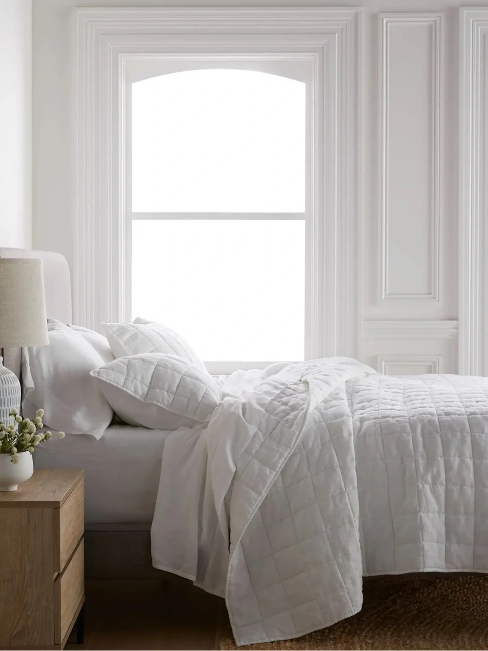Quince Organic Airy Gauze Box Quilt White King/Cal King NWT Luxury Bedding